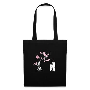 Shiba Inu Fleur de cerisier japonais Sakura - Sac en tissu - noir - Devant