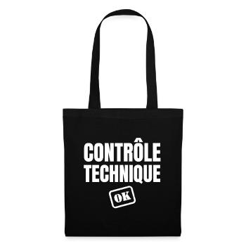 contrôle technique ok, phrase drôle - Sac en tissu - noir - Devant