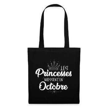 les princesses naissent en octobre anniversaire - Sac en tissu - noir - Devant