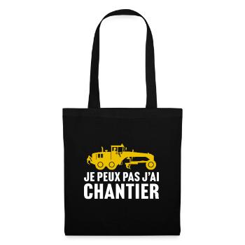je peux pas j'ai chantier t-shirt niveleuse - Sac en tissu - noir - Devant