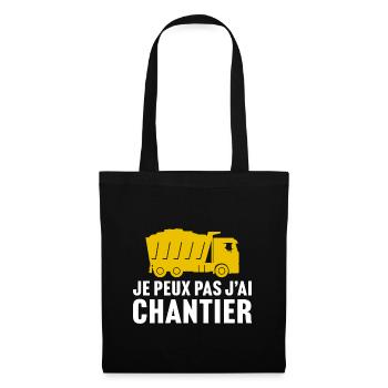 je peux pas j'ai chantier - conducteur engins - Sac en tissu - noir - Devant