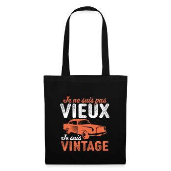 je suis vintage cadeau humour papy voiture - Sac en tissu - noir - Devant