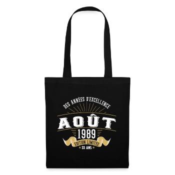 33 Ans Anniversaire Vintage Né(e) en Août 1989 - Sac en tissu - noir - Devant