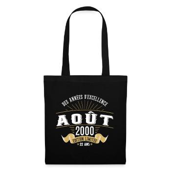 22 Ans Anniversaire Vintage Né(e) en Août 2000 - Sac en tissu - noir - Devant