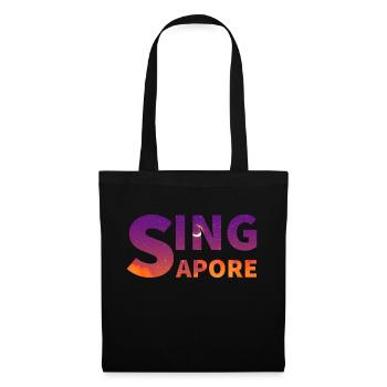 Singapur - Stoffbeutel - Schwarz - Vorne