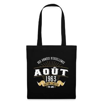 59 Ans Anniversaire Vintage Né(e) en Août 1963 - Sac en tissu - noir - Devant