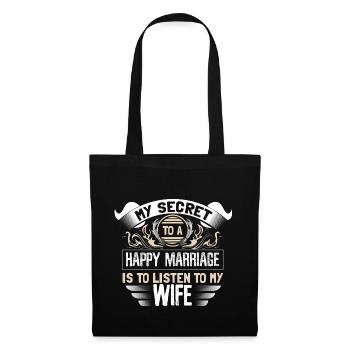 Ehe Hochzeit Braut Geschenk - Stoffbeutel - Schwarz - Vorne