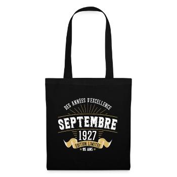95 Ans Anniversaire Vintage En Septembre 1927 - Sac en tissu - noir - Devant