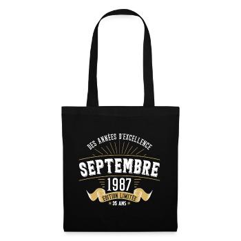 35 Ans Anniversaire Vintage Né(e) Septembre 1987 - Sac en tissu - noir - Devant