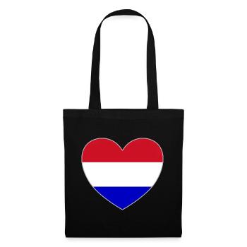 Holland Flagge Herz - Stoffbeutel - Schwarz - Vorne