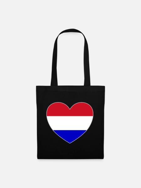Holland Flagge Herz - Stoffbeutel - Schwarz