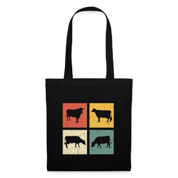 retro t-shirt cow cows - Tote Bag - black - Front