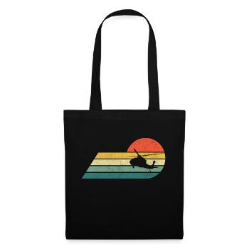 Hélicoptère Hélicoptère Retro Pilot Vintage - Sac en tissu - noir - Devant