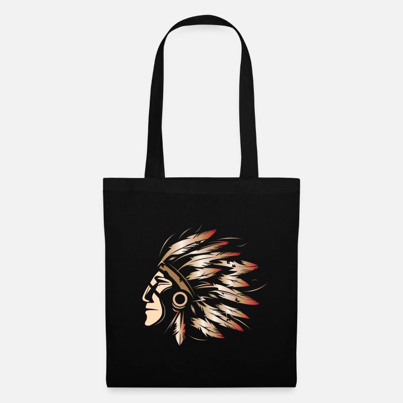 Indianer Symbol Illustration Farben Häuptling icon - Stoffbeutel - Schwarz