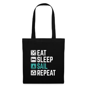 eat sleep sail repeat t-shirt sailing sailboat - Tote Bag - black - Front