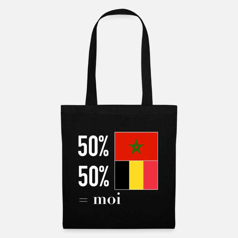 Halb Belgier / halb Marokkaner - Stoffbeutel - Schwarz