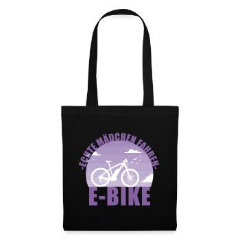 E-Bike Fahrrad E Bike Akku Geschenk - Stoffbeutel - Schwarz - Vorne