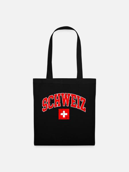 Schweiz Flagge - Stoffbeutel - Schwarz