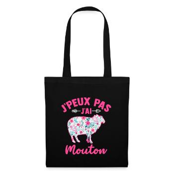 J'peux pas j'ai moutom t-shirt humour moutons - Sac en tissu - noir - Devant