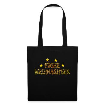 Text Frohe Weihnachten Sterne - Stoffbeutel - Schwarz - Vorne
