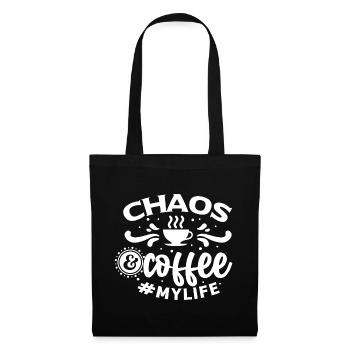 Chaos & Coffee - Drôle de dicton de café - Sac en tissu - noir - Devant