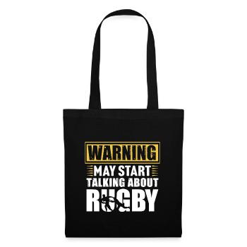 Warnung kann anfangen, über Rugby-T-Shirt zu sprechen - Stoffbeutel - Schwarz - Vorne