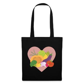 Gemüse Veggie Bio Vegan Vegetarisch Geschenkidee - Stoffbeutel - Schwarz - Vorne