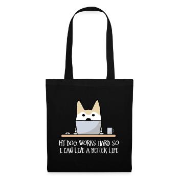 My dog works hard (dark) - Tote Bag - black - Front