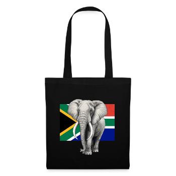 Elefant Flagge von Südafrika - Stoffbeutel - Schwarz - Vorne