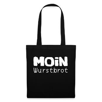 Wurstbrot Moin - witzig Spruch lustig Funshirt - Stoffbeutel - Schwarz - Vorne