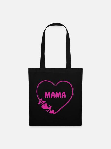 Mama Herz - Stoffbeutel - Schwarz
