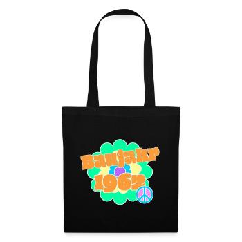 Flowerpower 1962 Geburtsjahr Retro Blume Peace - Stoffbeutel - Schwarz - Vorne