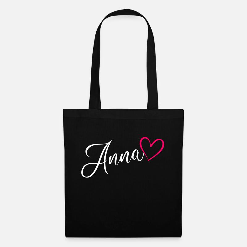 Anna Name Vorname Herz Pink - Stoffbeutel - Schwarz