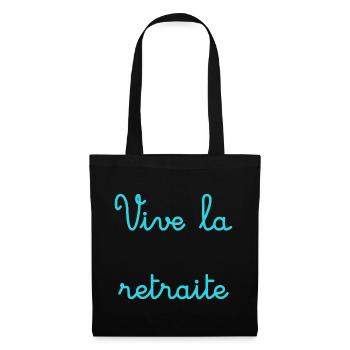 RETRAITE. RETRAITE. RETRAITEE. SENIOR. MAMIE. PAPY - Sac en tissu - noir - Devant