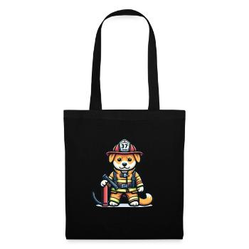 Cute Dog Firefighter - Tote Bag - black - Front