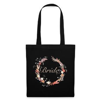 Bridal wreath in delicate shades with lettering - Tote Bag - black - Front