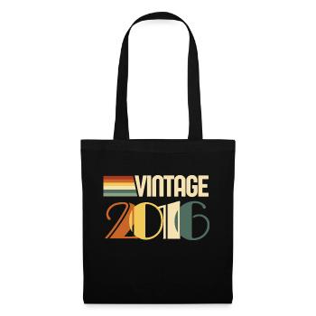 Jahrgang 2016 - 2016 Geburtstagsgeschenk - Stoffbeutel - Schwarz - Vorne