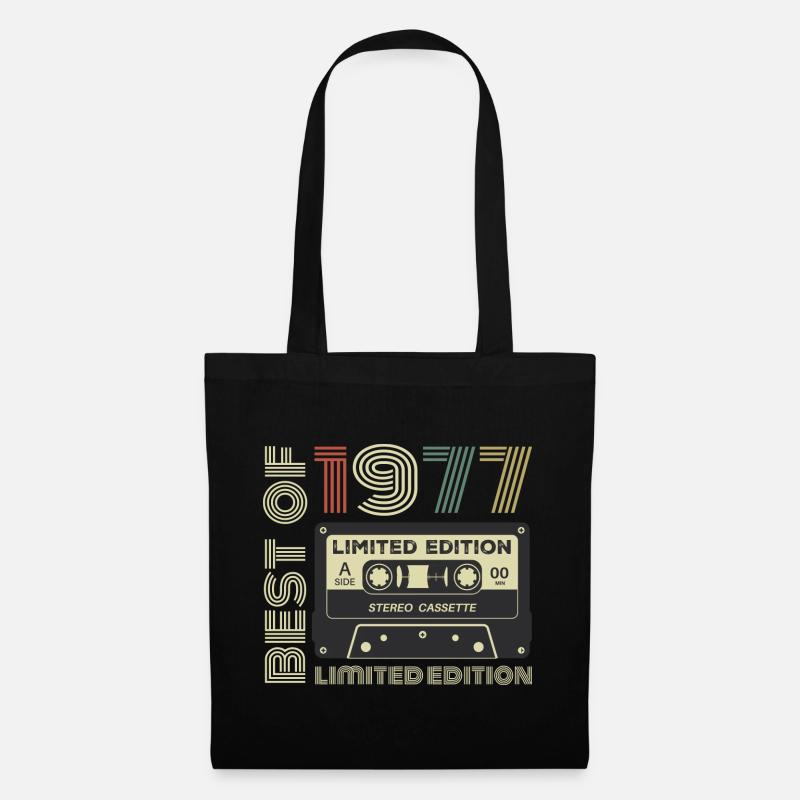 Jahrgang 1977 - 1977 Retro Geburtstagsgeschenk - Stoffbeutel - Schwarz
