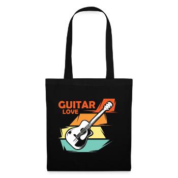 Gitarre Liebe Musik Illustration vintage retro - Stoffbeutel - Schwarz - Vorne