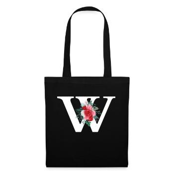 Letter w floral red - Tote Bag - black - Front