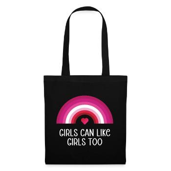 Mois de la fierté LGBT - Les filles peuvent aussi aimer les filles - Sac en tissu - noir - Devant