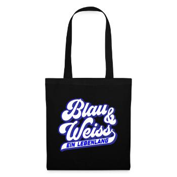 Blau & Weiss ein Lebenlang | Farben änderbar - Stoffbeutel - Schwarz - Vorne