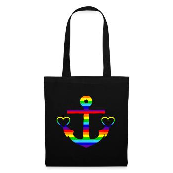 Anker Regenbogen bunt - Stoffbeutel - Schwarz - Vorne