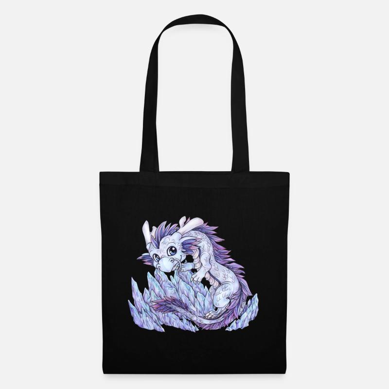 Drache Phantasie Mythologie Eis Schnee Kristall - Stoffbeutel - Schwarz