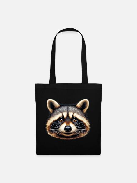 Waschbär - Stoffbeutel - Schwarz