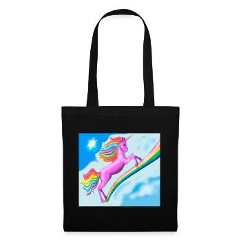 Licorne et arc-en-ciel - Sac en tissu - noir - Devant