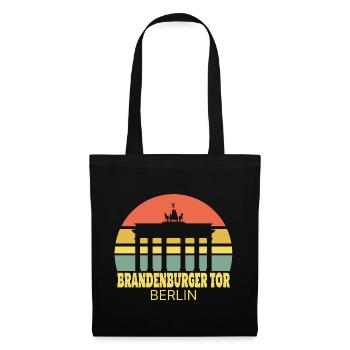 Brandenburger Tor Berlin Silhouette rétro - Sac en tissu - noir - Devant