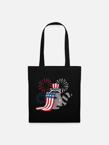 Patriotisches Waschbär-Feuerwerk - Stoffbeutel - Schwarz
