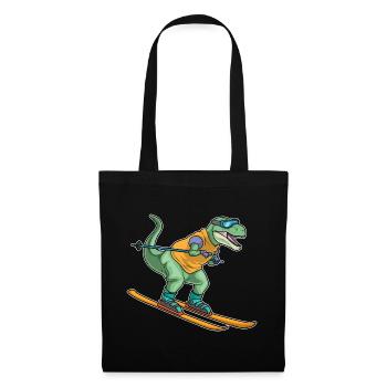 Tyrannosaurus Skifahrer Ski Wintersport - Stoffbeutel - Schwarz - Vorne