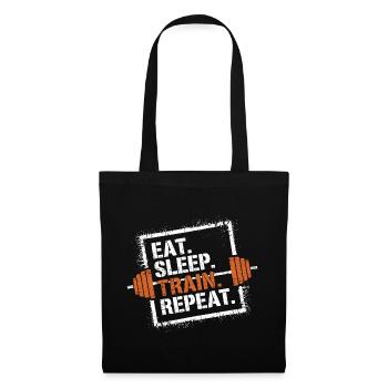 Eat Sleep Train Repeat – Entraînement physique et musculation - Sac en tissu - noir - Devant